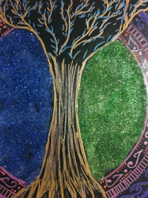 mandala z drzewem szczegół